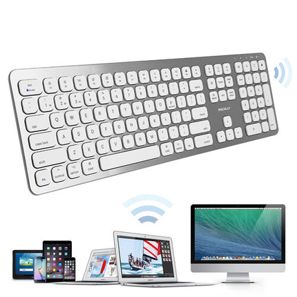 Macally Quick Switch Slim Teclado Inalámbrico Bluetooth para Mac batería 2 meses y conexión 3 dispositivos