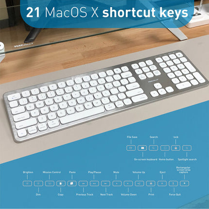 Macally Quick Switch Slim Teclado Inalámbrico Bluetooth para Mac batería 2 meses y conexión 3 dispositivos