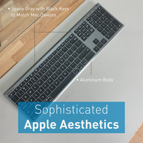 Macally Teclado Inalámbrico Bluetooth para Mac 110 Teclas Flexibles 3 Dispositivos