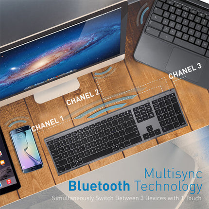 Macally Teclado Inalámbrico Bluetooth para Mac 110 Teclas Flexibles 3 Dispositivos