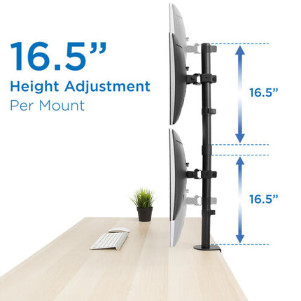 Mount-It! Soporte Vertical Doble para Monitores 13 a 32" con Ajuste de Altura y Gestión de Cables