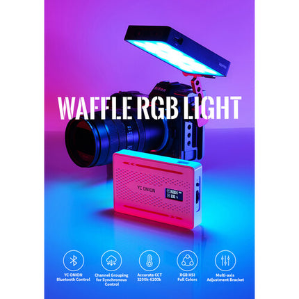 YC Onion WAFFLE Pro Luz LED RGB Recargable 2900mAh 3200-6200K Ajustable