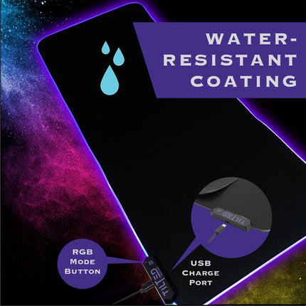 TILTED NATION Alfombrilla Gaming RGB Extendida 31.5" Antideslizante Resistente Agua