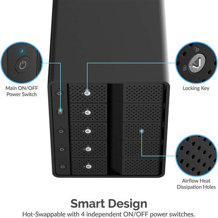 Sabrent USB 3.2 Gen 2 Docking Station 5 Bahías SATA 80TB 7200 rpm