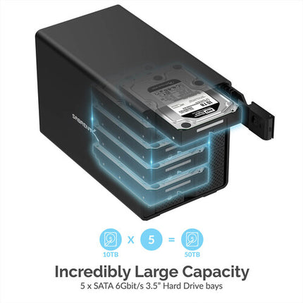 Sabrent USB 3.2 Gen 2 Docking Station 5 Bahías SATA 60TB 7200 RPM