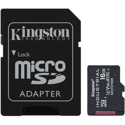 Kingston 16GB Industrial microSDHC UHS-I Clase 10 V30 con Adaptador SD