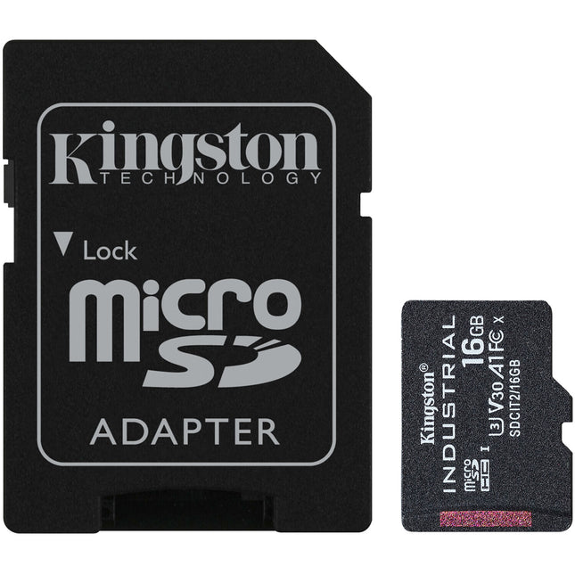 Kingston 16GB Industrial microSDHC UHS-I Clase 10 V30 con Adaptador SD