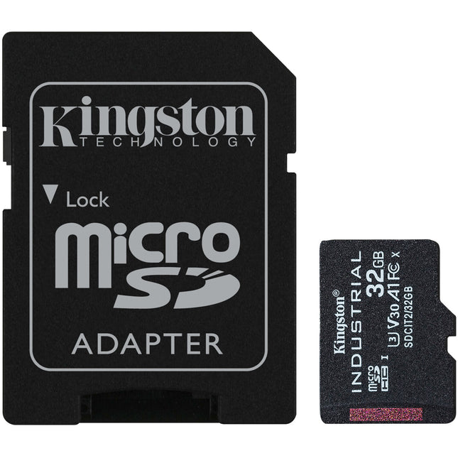 Kingston 32GB Industrial microSDHC UHS-I Clase 10 V30 100MB/s con Adaptador SD