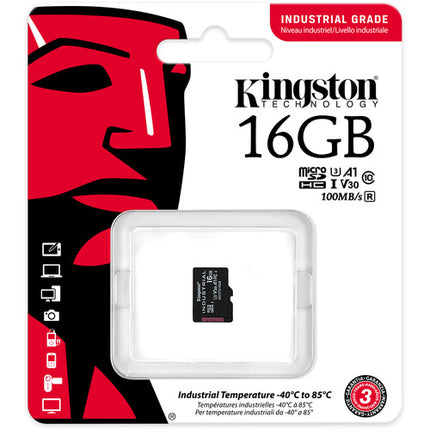 Kingston 16GB microSDHC Industrial UHS-I Memoria 100 MB/s Lectura 80 MB/s Escritura