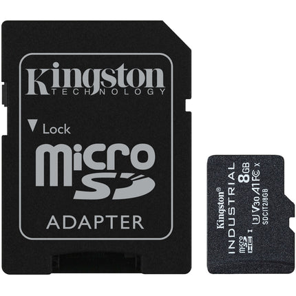 Kingston 8GB Industrial microSDHC tarjeta memoria UHS-I 100MB/s con adaptador SD