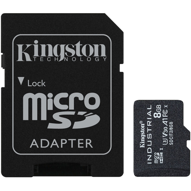Kingston 8GB Industrial microSDHC tarjeta memoria UHS-I 100MB/s con adaptador SD
