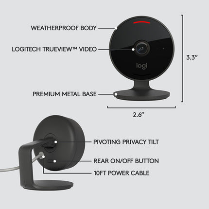 Logitech Cámara para Exteriores Circle View 1080p Visión Nocturna 15'