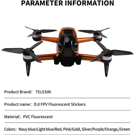 TELESIN Skin para DJI FPV Drone y Controlador 2 en PVC Azul resistente al agua y rayaduras