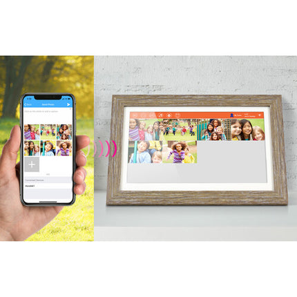 Aluratek Portafotos Digital Wi-Fi 13.3" Pantalla táctil 16GB madera desgastada