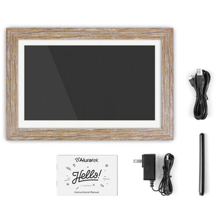 Aluratek Portafotos Digital Wi-Fi 13.3" Pantalla táctil 16GB madera desgastada
