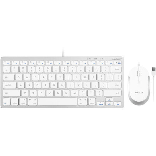 Macally Compact Teclado de Aluminio USB y Ratón Silencioso Blanco