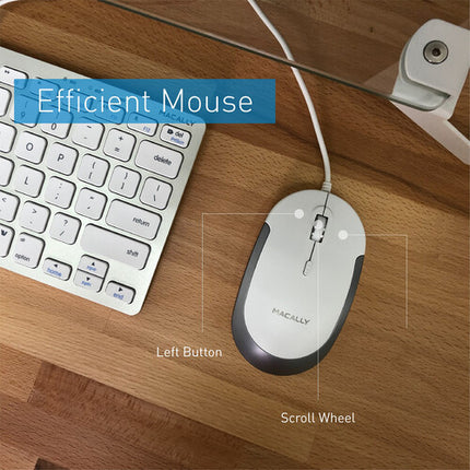 Macally Compact Teclado de Aluminio USB y Ratón Silencioso Blanco