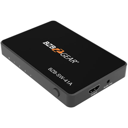 BZBGEAR 4x1 HDMI UHD 4K60 18 Gb/s con Control Remoto IR y Audio 3.5mm