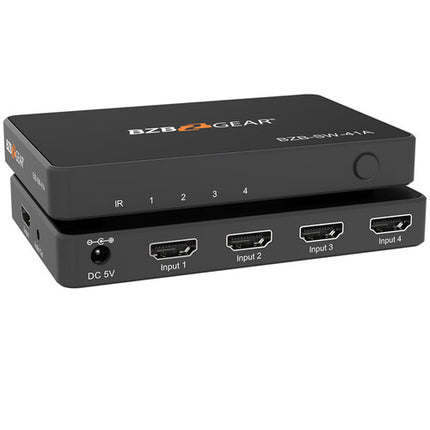 BZBGEAR 4x1 HDMI UHD 4K60 18 Gb/s con Control Remoto IR y Audio 3.5mm
