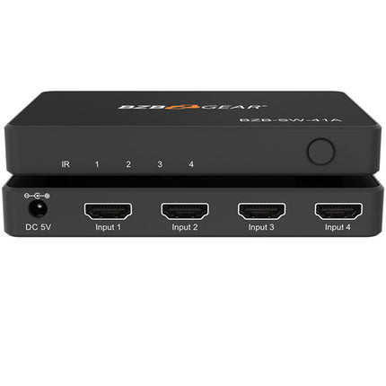 BZBGEAR 4x1 HDMI UHD 4K60 18 Gb/s con Control Remoto IR y Audio 3.5mm