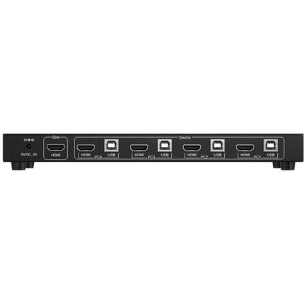BZBGEAR 4-Port HDMI KVM Switch con Soporte 4K UHD y Audio DTS HD