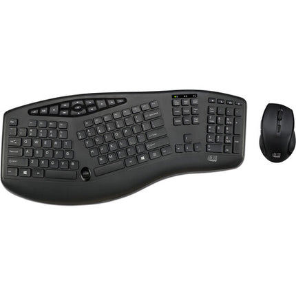 Adesso Trueform Teclado Ergónomico Inalámbrico 2.4 GHz y Ratón Óptico Negro