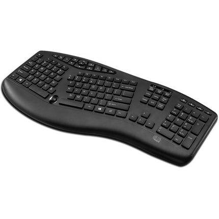 Adesso Trueform Teclado Ergónomico Inalámbrico 2.4 GHz y Ratón Óptico Negro