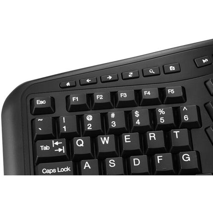 Adesso Teclado Ergonómico Inalámbrico 2.4 GHz con Touchpad Integrado y 105 Teclas Negro