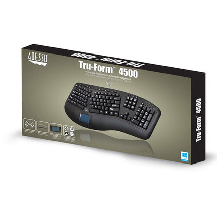 Adesso Teclado Ergonómico Inalámbrico 2.4 GHz con Touchpad Integrado y 105 Teclas Negro