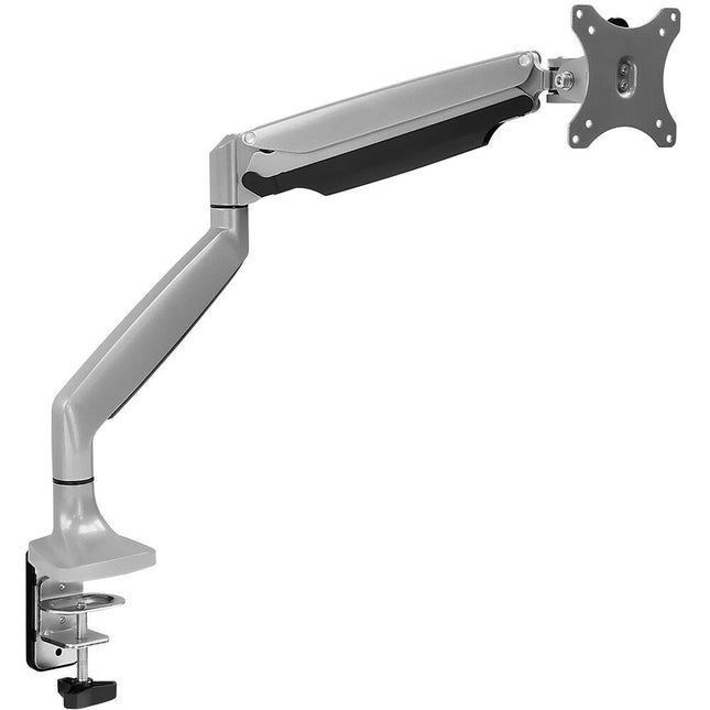 Mount-It soporte de brazo para monitor de escritorio pantalla 13 a 27 pulgadas plata ajuste altura 13 pulgadas y extensión 24 pulgadas