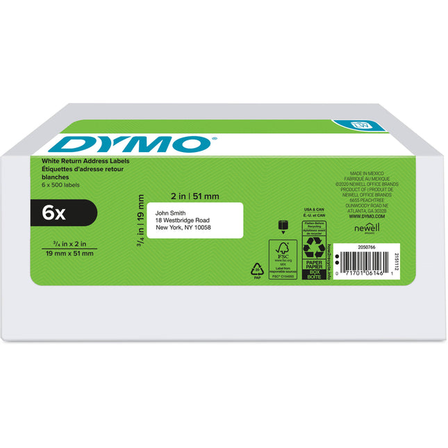 Dymo LabelWriter Etiquetas de Dirección 0.75 x 2 Pulg 3000 Etiquetas