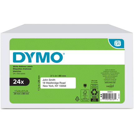 Dymo Etiquetas para Dirección 1.13 x 3.5 pulgadas 350 Etiquetas 24 Rollos