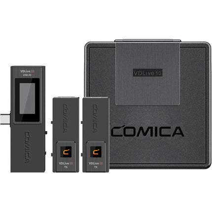 Comica Audio VDLive10 sistema micrófono inalámbrico ultracompacto 2 personas 2.4 GHz 98 pies alcance batería recargable 4 horas