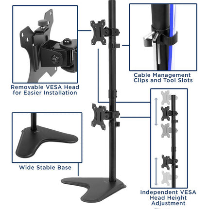 Mount-It! MI-1758 Soporte Vertical para Doble Monitor 24 a 32 Pulgadas Ajuste 15.5"