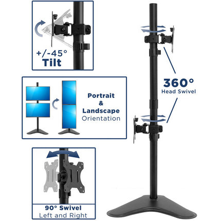 Mount-It! MI-1758 Soporte Vertical para Doble Monitor 24 a 32 Pulgadas Ajuste 15.5"