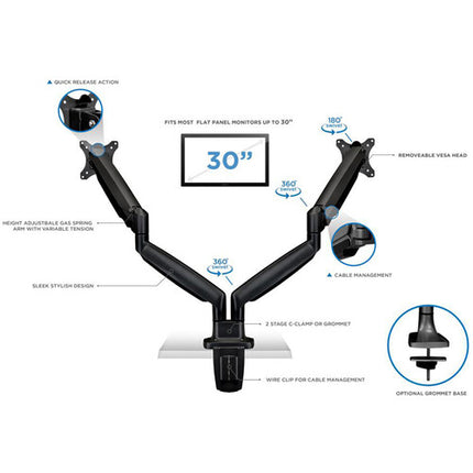 Mount-It! Soporte de escritorio dual para monitores hasta 32" ajuste de altura 13"