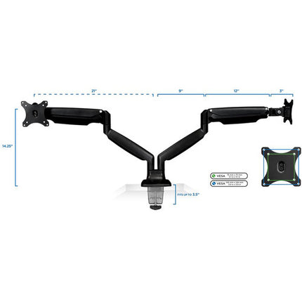 Mount-It! Soporte de escritorio dual para monitores hasta 32" ajuste de altura 13"