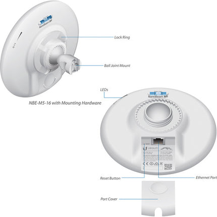Ubiquiti airMAX NanoBeam M5 Puente Inalámbrico 5 GHz 16 dBi 10/100 Mb/s