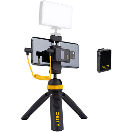 Deity Microphones Pocket Wireless Mic Kit 2.4 GHz Negro con Tripode y Clip para Smartphone