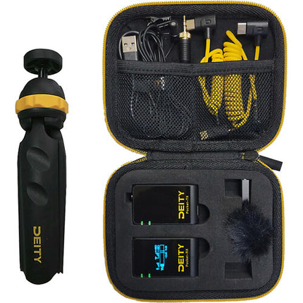 Deity Microphones Pocket Wireless Mic Kit 2.4 GHz Negro con Tripode y Clip para Smartphone