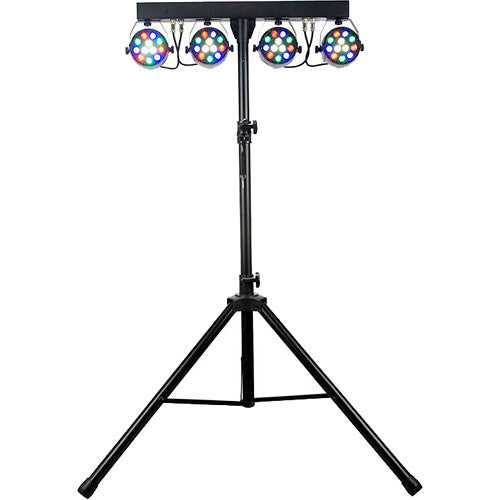 Eliminator Lighting Mini Par Bar Sistema de Iluminación Portátil con 4 Luces Par y Trípode Ajustable