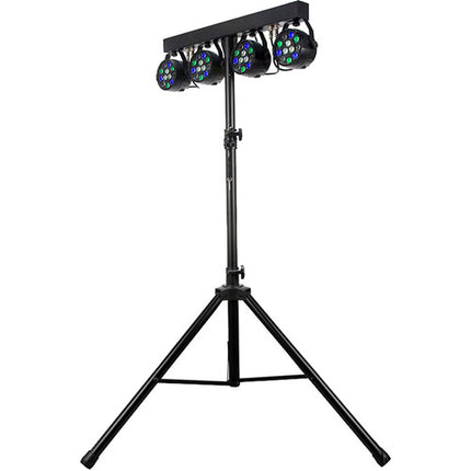 Eliminator Lighting Mini Par Bar Sistema de Iluminación Portátil con 4 Luces Par y Trípode Ajustable