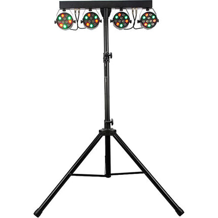 Eliminator Lighting Mini Par Bar Sistema de Iluminación Portátil con 4 Luces Par y Trípode Ajustable