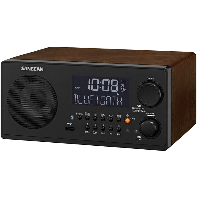 Sangean WR-22 Radio Digital AM/FM con Bluetooth Dual Alarmas Madera