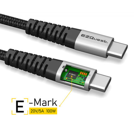 EZQuest DuraGuard Cable USB 2.0 Tipo C 3.9' 480 Mb/s 100W PD