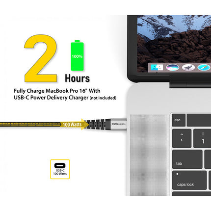 EZQuest DuraGuard Cable USB 2.0 Tipo C 3.9' 480 Mb/s 100W PD