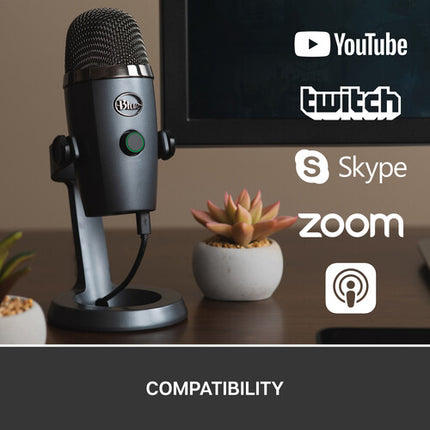 Blue Yeti Nano Micrófono USB Condensador Multi-Patrón 24-Bit 48 kHz Shadow Gray