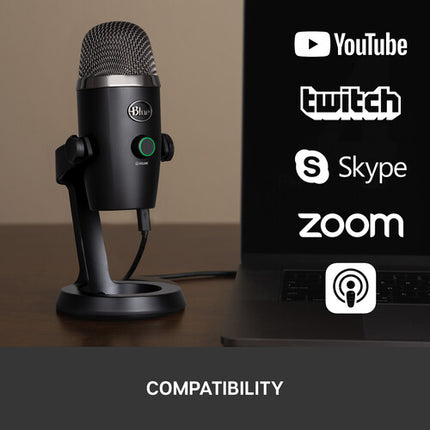 Blue Yeti Nano Micrófono USB Condensador Multi-Patrón 24-Bit 48 kHz Negro
