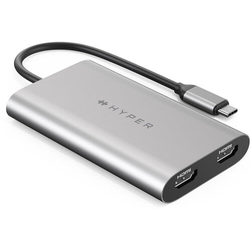 HYPER HyperDrive Adaptador USB Tipo C con Doble HDMI 4K y Carga 100W
