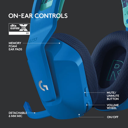 Logitech G G733 LIGHTSPEED Wireless RGB Gaming Headset (Blue) Auricular Batería